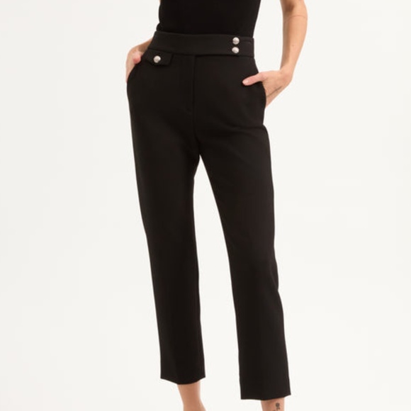 Veronica Beard Women's Black Renzo Side Button High Rise Slim Pants Size 00